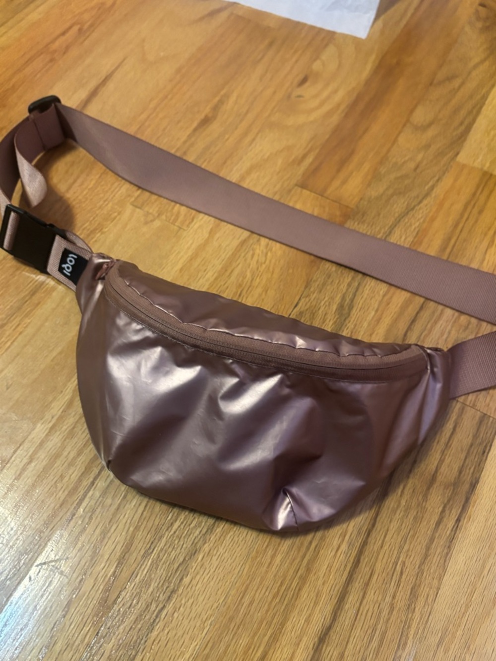 Loqi rose gold lightweight Belt Bag with Adjustable Strap